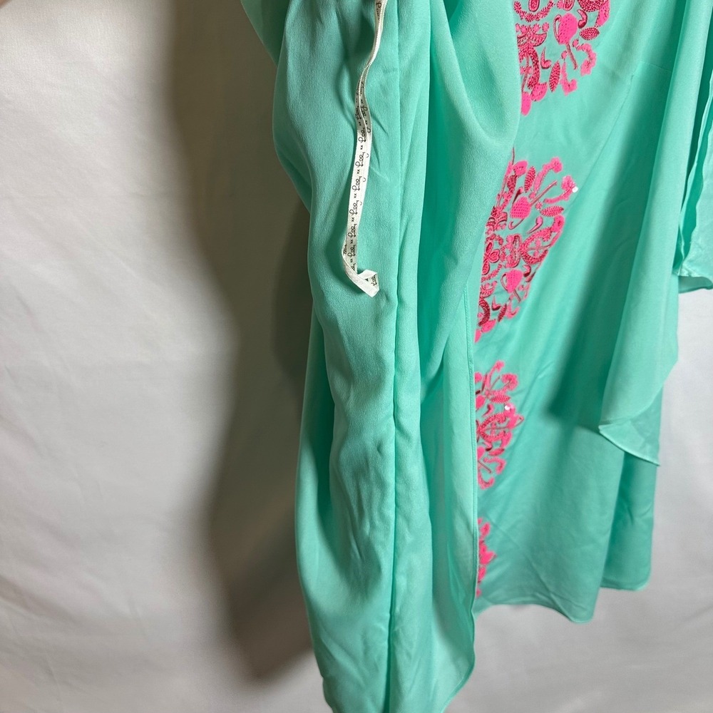 HTF LILLY PULITZER SIZE XS MARGURITE CAFTAN DRESS *FLAMINGO* CRYSTAL WATER READ - Picture 10 of 16